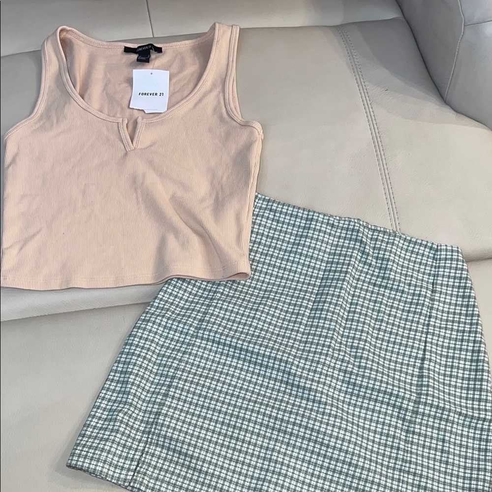 Forever 21 Blue and White Mini Pencil Skirt